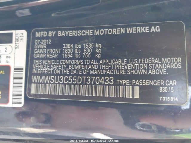 2013 MINI HARDTOP WMWSU3C55DT370433 Photo 8