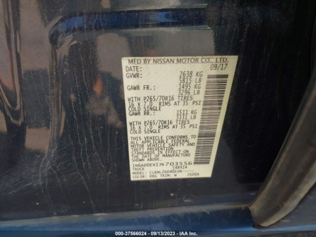 1N6AD0EV1JN703556 Nissan Frontier Sv V6