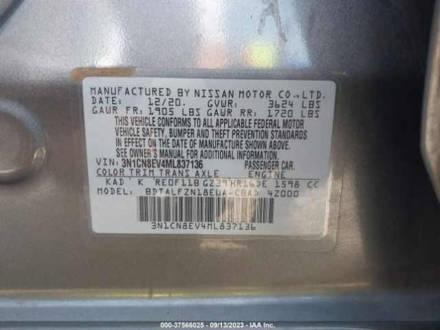3N1CN8EV4ML837136 Nissan VERSA SV
