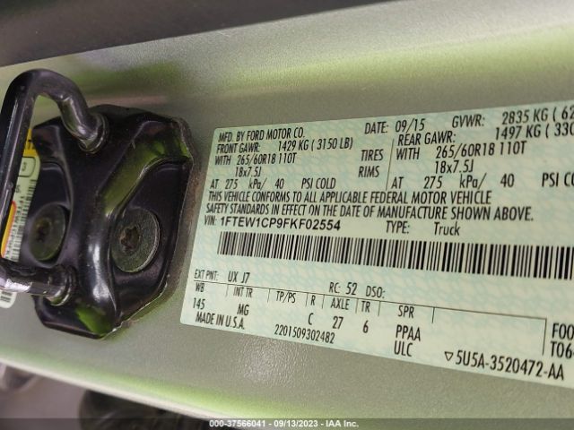 1FTEW1CP9FKF02554 Ford F-150 Xl/lariat/xlt