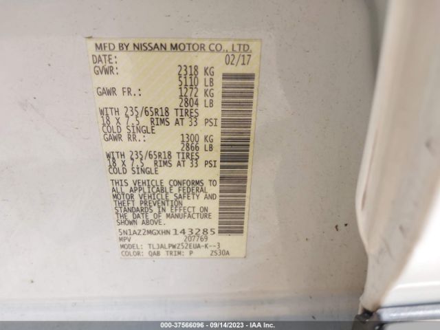 5N1AZ2MGXHN143285 Nissan MURANO S