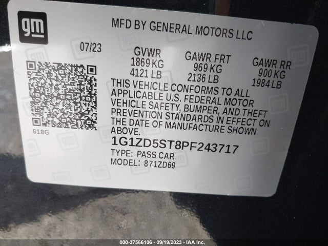 Chevrolet MALIBU LT 2023 1G1ZD5ST8PF243717 Image 9
