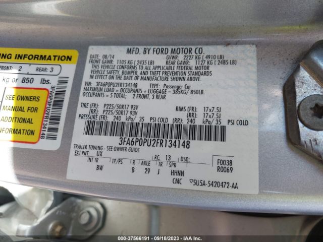 3FA6P0PU2FR134148 Ford Fusion Energi Se Luxury