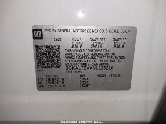 3GKALTEVXNL125216 GMC Terrain Sle