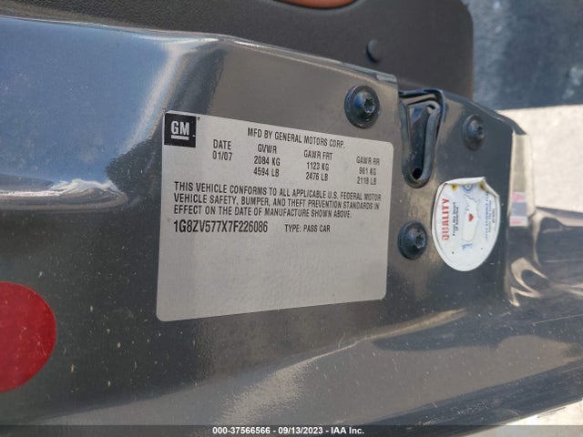 2007 SATURN AURA XR VIN: 1G8ZV577X7F226086