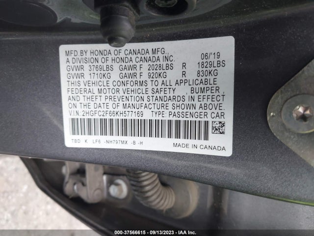 Honda Civic Sedan Lx 2019 2HGFC2F66KH577169 Image 9