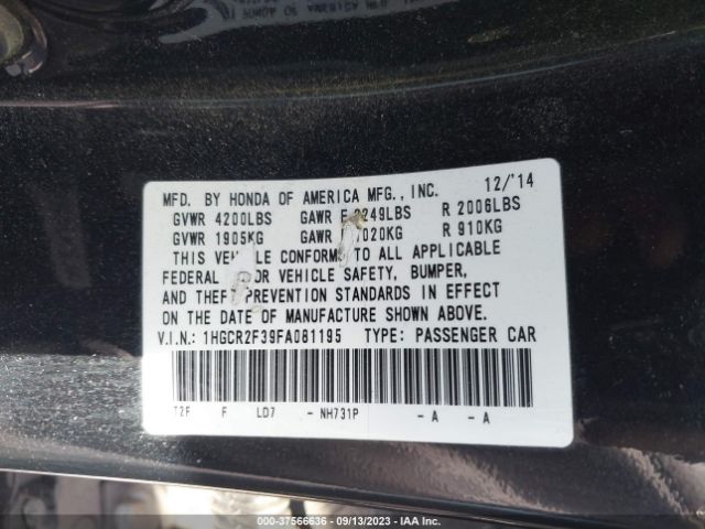 1HGCR2F39FA081195 Honda ACCORD LX