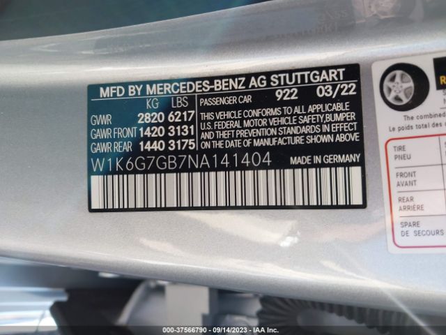W1K6G7GB7NA141404 Mercedes-Benz S-class S 580