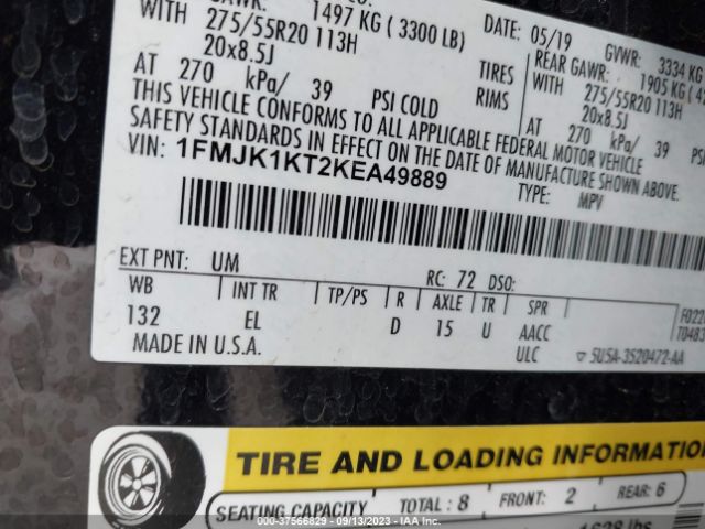 1FMJK1KT2KEA49889 Ford Expedition Max Limited