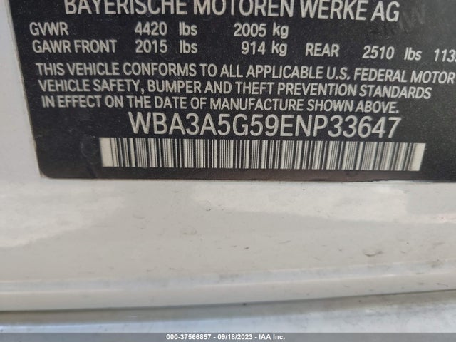 BMW 3 Series 328i 2014 WBA3A5G59ENP33647 Image 9