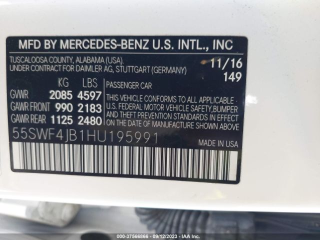 55SWF4JB1HU195991 Mercedes-Benz C-class C 300