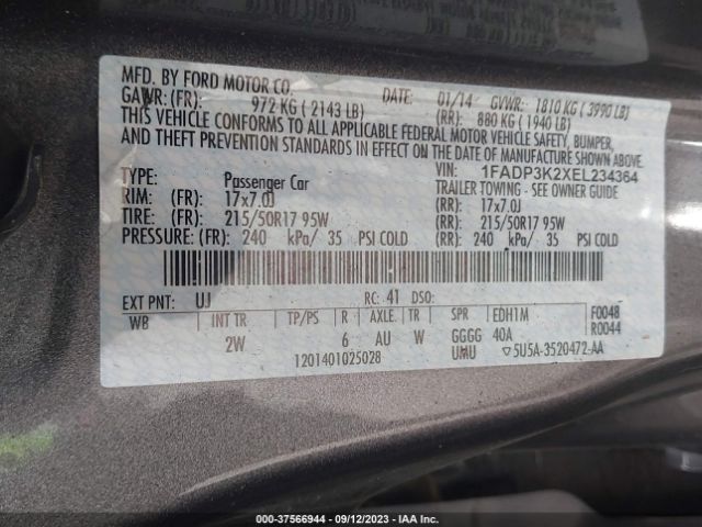 1FADP3K2XEL234364 Ford FOCUS SE