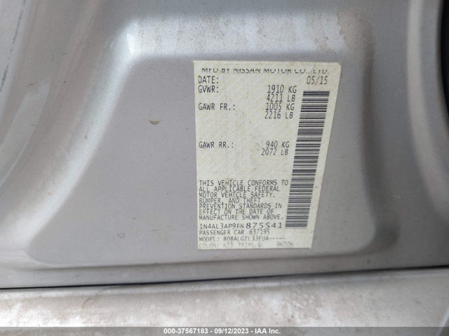 Nissan ALTIMA 2.5 2015 1N4AL3AP9FN875541 Image 15