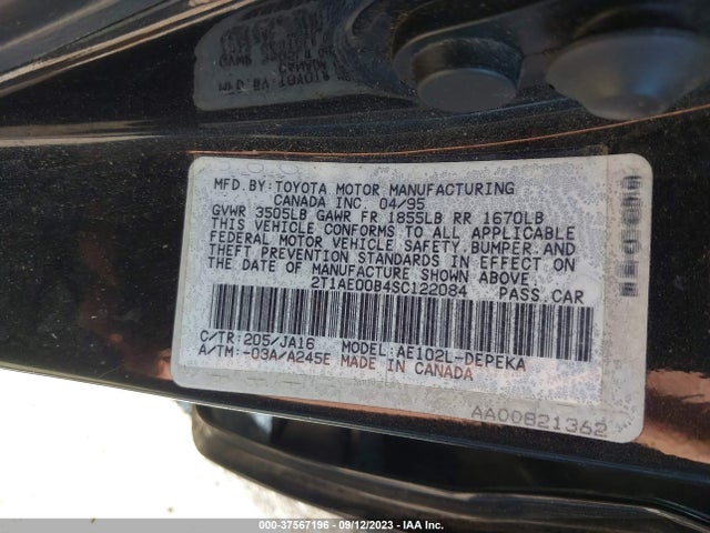 1995 TOYOTA COROLLA LE VIN: 2T1AE00B4SC122084