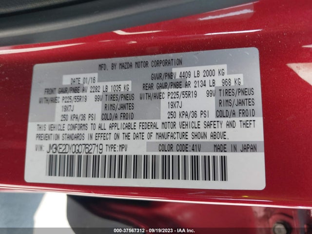 Mazda Cx-5 Grand Touring 2016 JM3KE2DY0G0762719 Image 9
