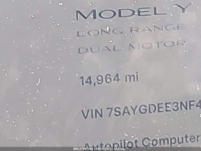 7SAYGDEE3NF444124 Tesla Model Y Long Range