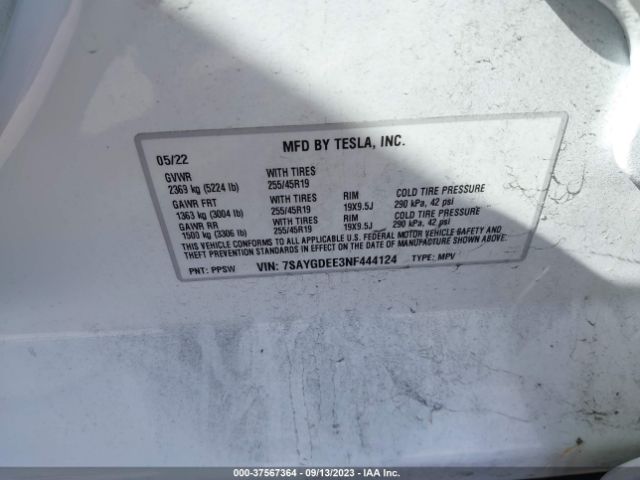 7SAYGDEE3NF444124 Tesla Model Y Long Range