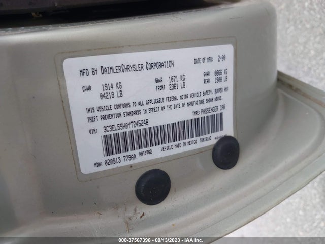2000 CHRYSLER SEBRING JXI VIN: 3C3EL55H0YT245246