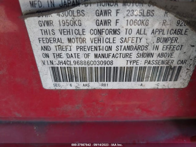 2006 ACURA TSX VIN: JH4CL96886C030908