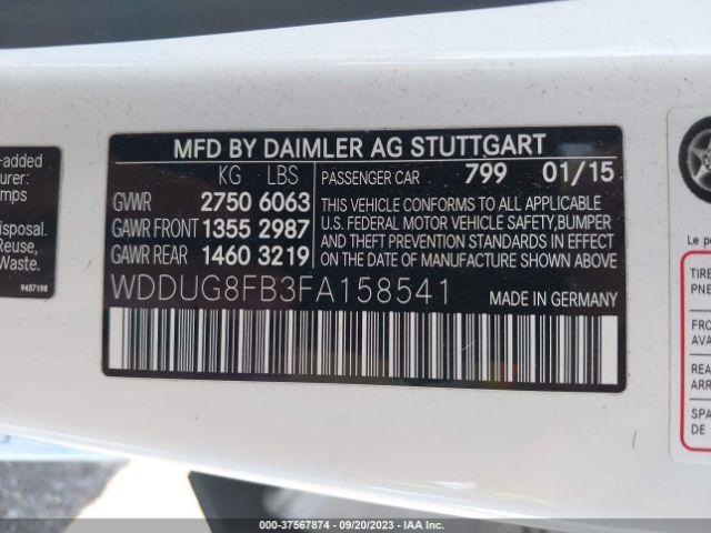 WDDUG8FB3FA158541 Mercedes-Benz S-class S 550