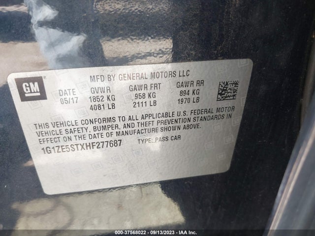 Chevrolet MALIBU 1LT 2017 1G1ZE5STXHF277687 Image 9