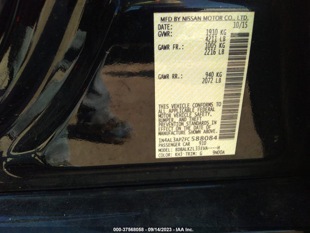 Nissan Altima 2.5 Sv 2015 1N4AL3AP2FC588084 Image 9