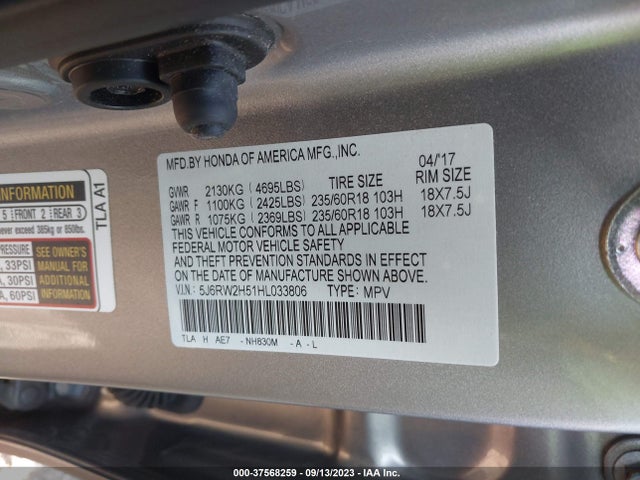 Honda CR-V EX 2017 5J6RW2H51HL033806 Image 9