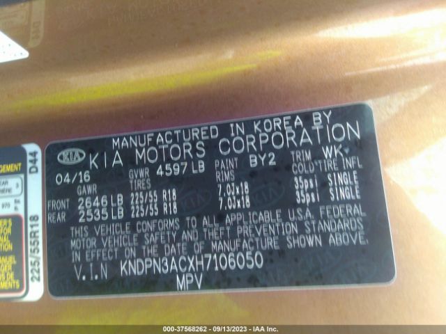 KNDPN3ACXH7106050 KIA Sportage Ex