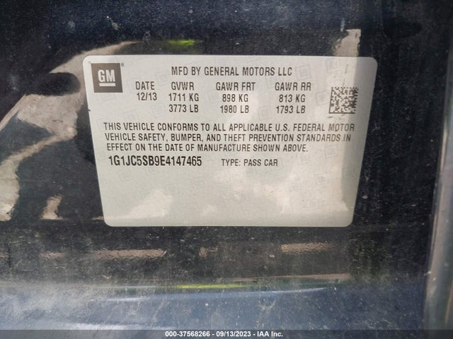 Chevrolet SONIC LT 2014 1G1JC5SB9E4147465 Image 9