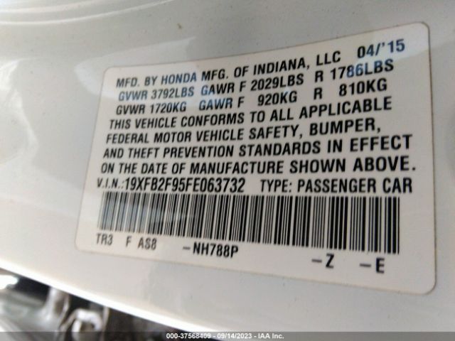 19XFB2F95FE063732 Honda Civic Sedan Ex-l