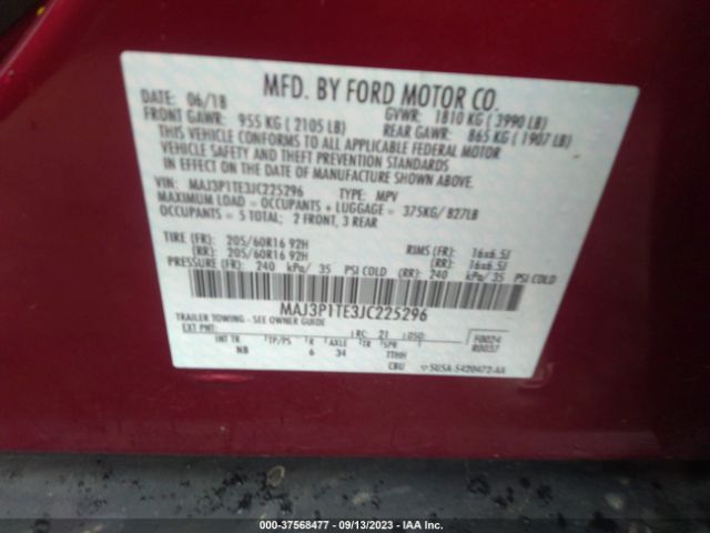 MAJ3P1TE3JC225296 Ford Ecosport Se