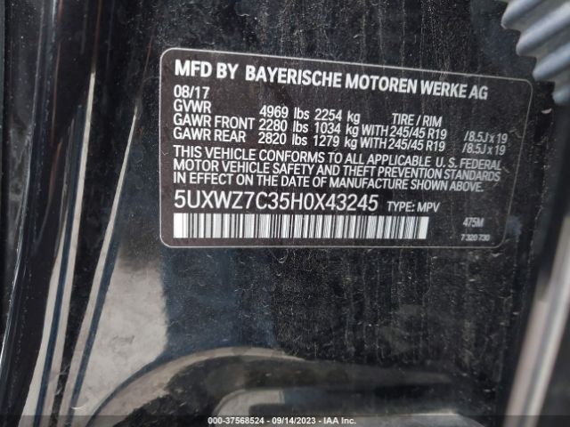 5UXWZ7C35H0X43245 BMW X3 Sdrive28i