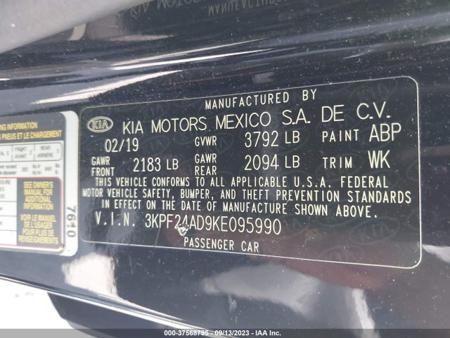KIA Forte Lxs 2019 3KPF24AD9KE095990 Image 9