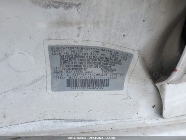 3N1CN7AP8KL821407 Nissan Versa Sedan S