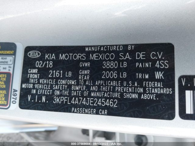 3KPFL4A74JE245462 KIA FORTE LX