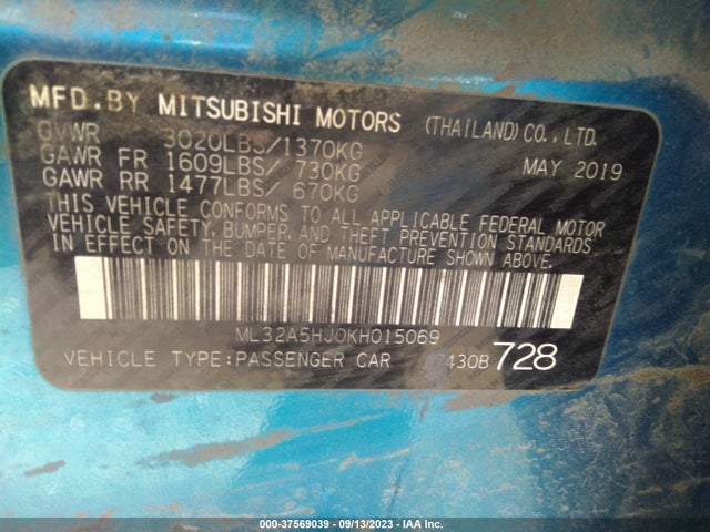 Mitsubishi Mirage Gt/le 2019 ML32A5HJ0KH015069 Image 9