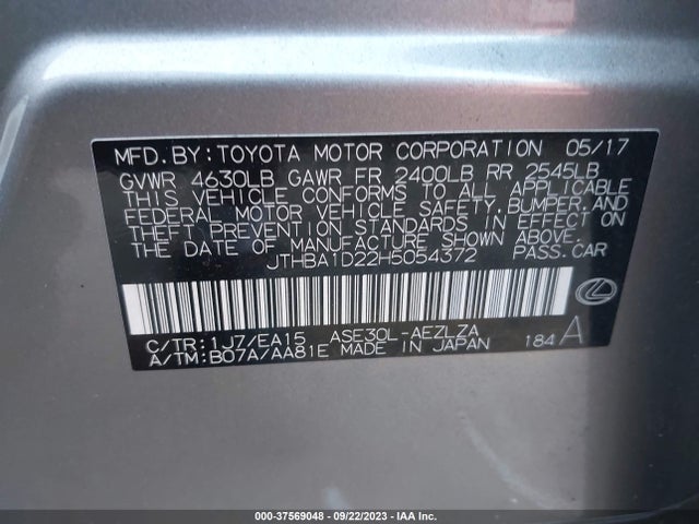 JTHBA1D22H5054372 Lexus IS 200T