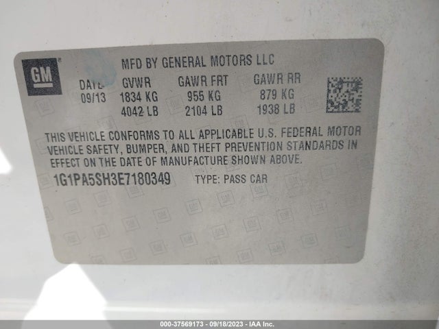 Chevrolet CRUZE LS 2014 1G1PA5SH3E7180349 Image 9