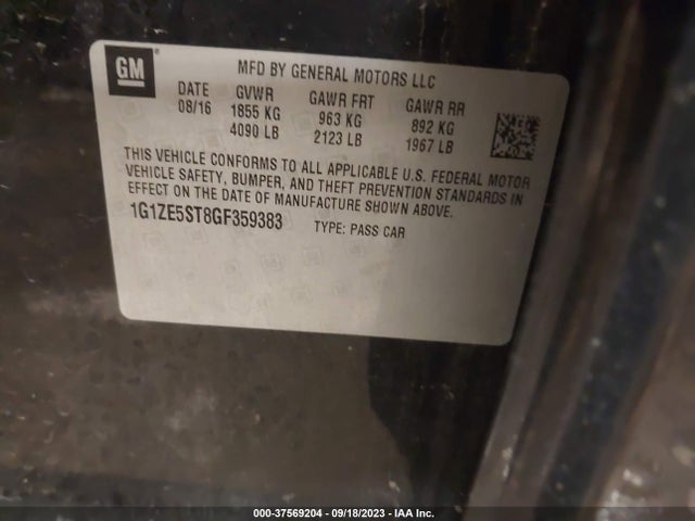 Chevrolet MALIBU LT 2016 1G1ZE5ST8GF359383 Image 9