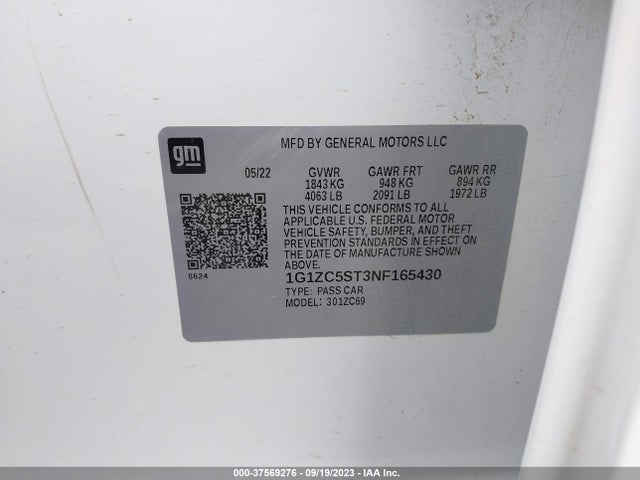 Chevrolet MALIBU LS 2022 1G1ZC5ST3NF165430 Image 9