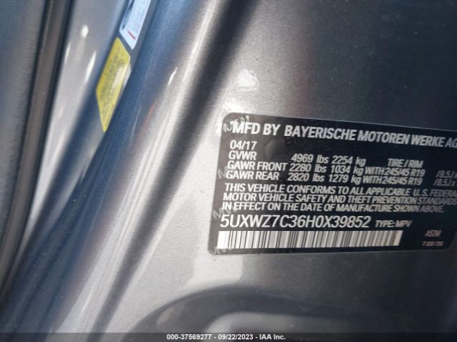5UXWZ7C36H0X39852 BMW X3 Sdrive28i