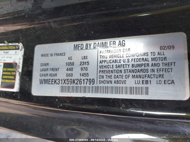 2009 SMART FORTWO PASSION/BRABUS VIN: WMEEK31X59K261799