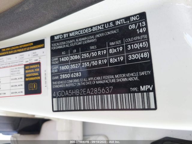 4JGDA5HB2EA285637 Mercedes-Benz M-class Ml 350