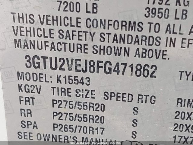 3GTU2VEJ8FG471862 GMC Sierra 1500 Slt