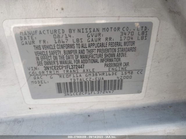 3N1CE2CP1FL372447 Nissan Versa Note S Plus
