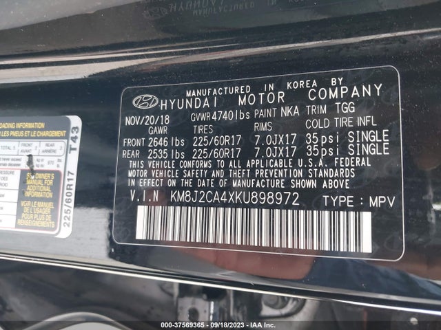 Hyundai TUCSON SE 2019 KM8J2CA4XKU898972 Image 9
