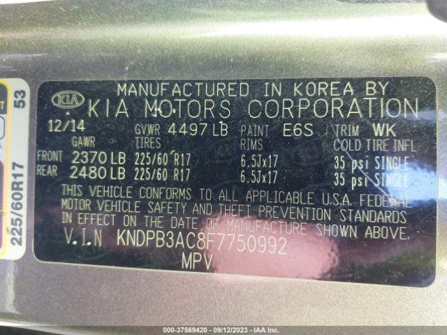 KNDPB3AC8F7750992 KIA Sportage Lx