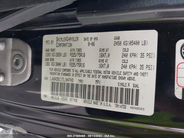 2007 JEEP WRANGLER / VIN: 1J4GA39117L104749