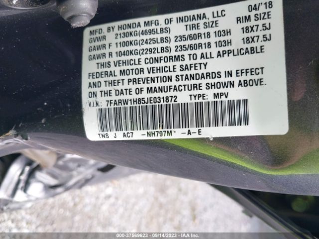 7FARW1H85JE031872 Honda Cr-v Ex-l