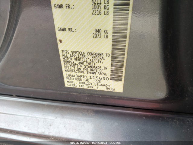 2014 NISSAN ALTIMA 2.5 SL VIN: 1N4AL3AP3EC115650
